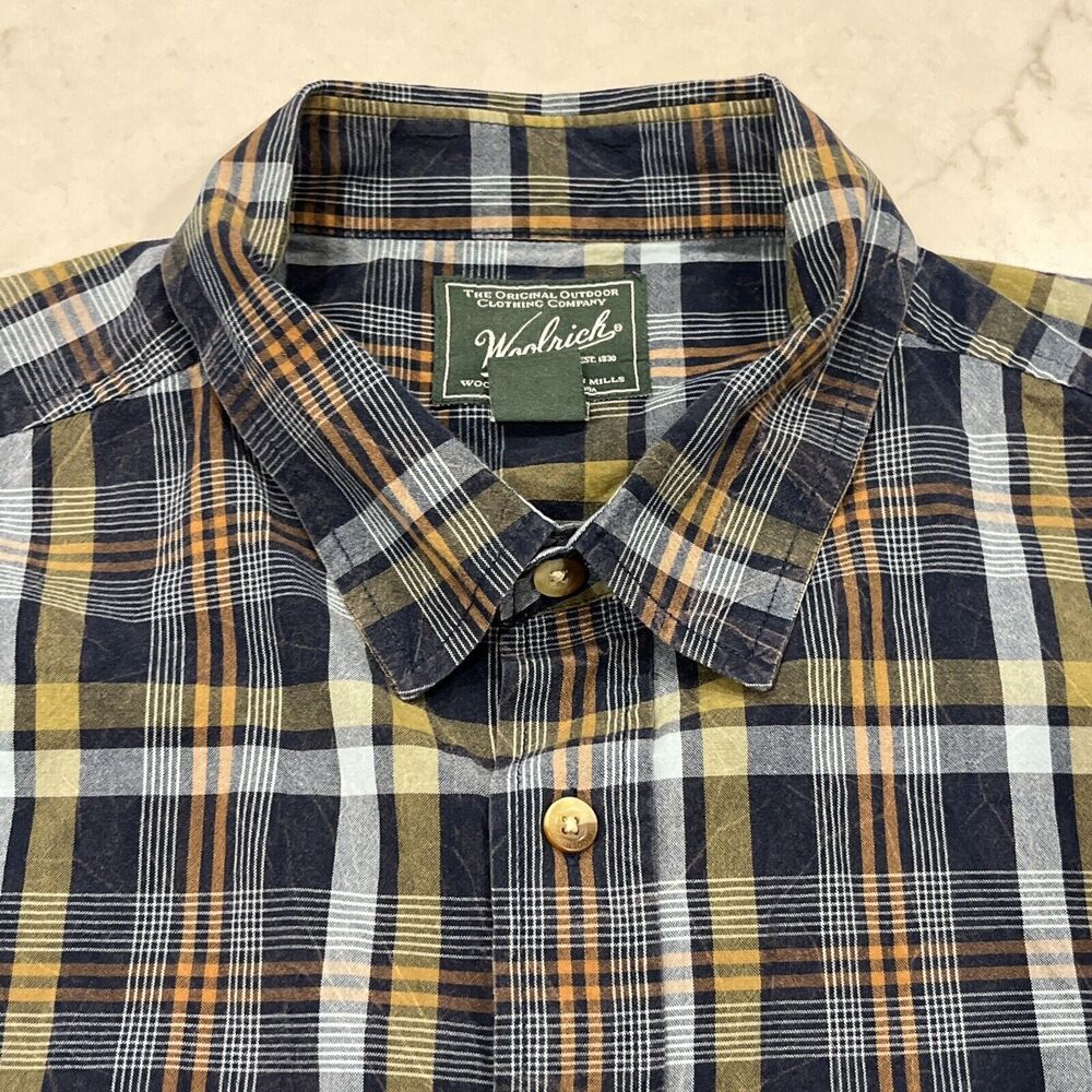 Woolrich Mens XXL Plaid Button‎ Up Long Sleeve Classic Outdoor Shirt Cotton